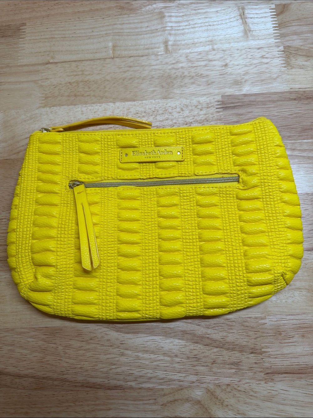 Elizabeth Arden Bright Yellow Quilted Cosmetic Bag NWOT